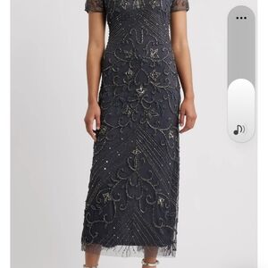 Pisarro Nights Silver Ash Beaded Maxi Dress